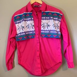 Vintage Western Multi Color Aztec Button Down Shirt